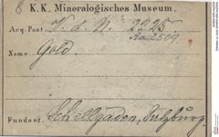 Etiketten zu Gold (NHMW-MIN-Aa2509)